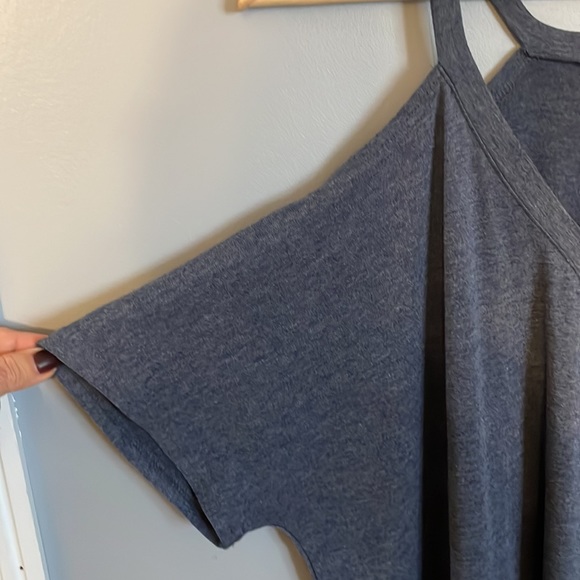 Steel blue cold shoulder t-shirt dress - Picture 4 of 4